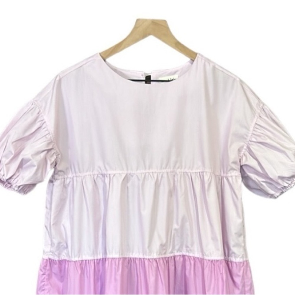 Aaron & Amber Tiered Colorblock Short Sleeve Babydoll Mini Dress Size Small - Picture 6 of 11